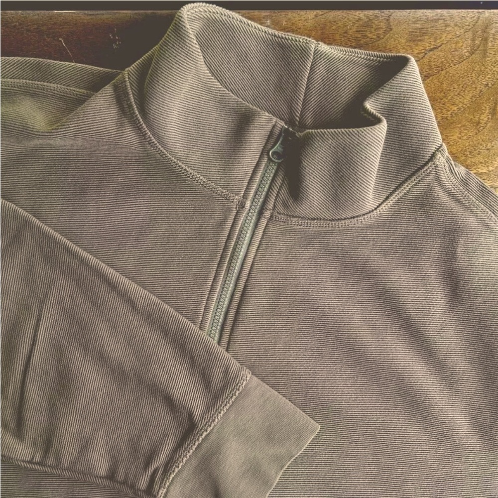 Everlane Textured Cotton 1/2 Zip Sweatshirt Mens Size Large Sand Office Golf